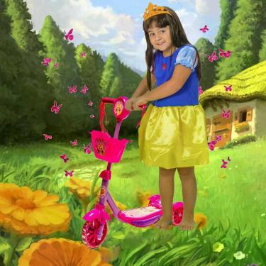 Imagem de Patinete Infantil Feminino Rosa 3 4 5 Anos e Vestidinho - DM Toys
