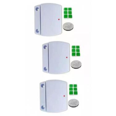 Imagem de Sensor Magnético Sem Fio Branco Intruder 433 Mhz - 3 Unid - Congratula
