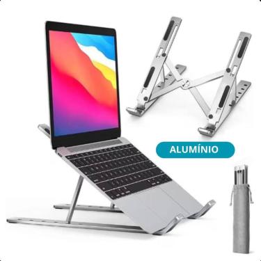 Imagem de Suporte Notebook Aluminio Articulado Prateado Dobrável - FAZA