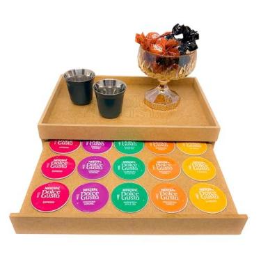 Imagem de WebBar Bandeja Porta Cápsula Dolce Gusto 15 Cápsulas em MDF Cor Cru