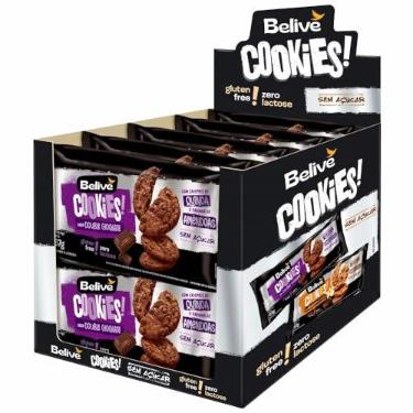Imagem de Display de Cookie Double Chocolate Sem Açúcar Sem gluten Sem lactose 67g Belive 10 unidades de 67g