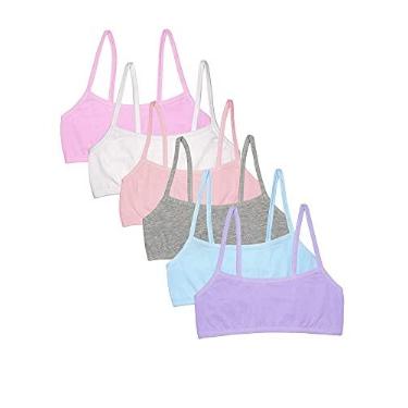 Imagem de Fruit of the Loom Sutiã esportivo com alças finas para meninas, Jacinto/Sombra/Cinza Urze/Branco/Lilás/Rosa Blushing, 28