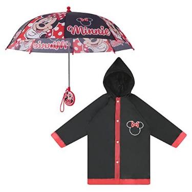 Imagem de Disney Guarda-chuva e fatiador infantis, Minnie Mouse/Moana/Vampirina Conjunto de roupas de chuva para crianças e meninas para idades de 2 a 7 anos, Minnie Mouse preto, SMALL, AGE 2-3