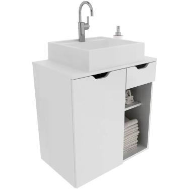 Imagem de Gabinete De Banheiro 60 Cm 1 Porta Com Cuba Romana Branco