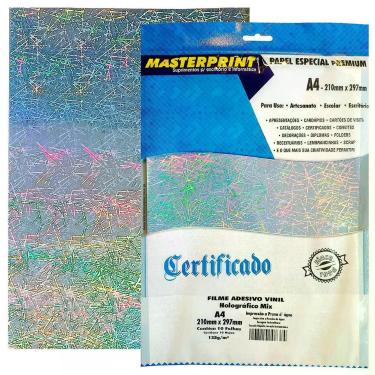 Imagem de Vinil Adesivo Holográfico Mix Brilhante A4 135g Masterprint À Prova D'