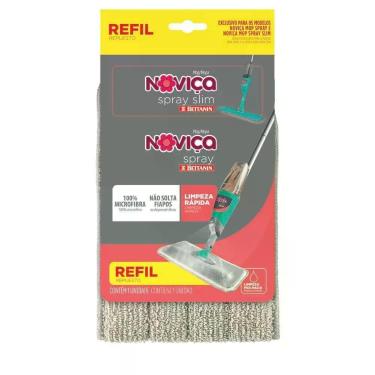 Imagem de Refil para Mop Spray-Spray Slim Noviça Limpeza Rápida 100% Microfibra Sistema Troca Fácil Lavanderia Cinza Bettanin