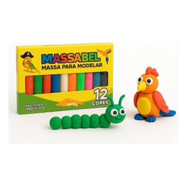 Imagem de Massa De Modelar 12 Cores Escolar Kit Com 120 Massinhas - massinha de 