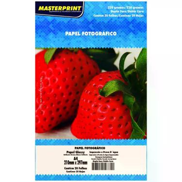 Imagem de Papel Fotográfico Dupla Face 220g A4 Glossy Branco Brilhante Masterpri