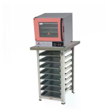 Imagem de Kit Forno Turbo Elétrico Progás Digital PRP-004 Plus com Bancada e 8 Assadeiras Rosa 110V