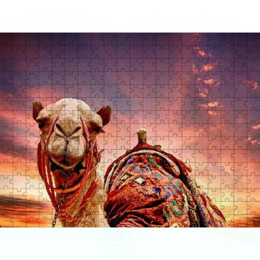 Imagem de Quebra-cabeças Animais do Deserto Camelos de 300 Peças em MDF para Memória e Concentração Indicado para Idosos Coleção
