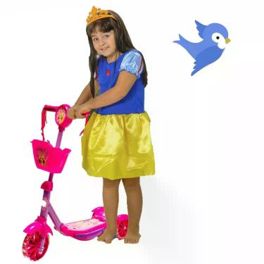 Imagem de Conjunto Patinete 3 Rodinhas Princesa Luz Som + Fantasia - DM Toys