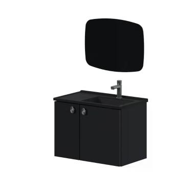 Imagem de Armário de Banheiro com Lavatório Tarumã P103358 Aço 60cm com Espelho Preto Cozimax