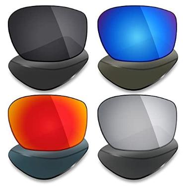 Imagem de Mryok 4 pares de lentes polarizadas de substituição para óculos de sol Oakley Siphon OO9429 - preto furtivo/vermelho/azul gelo/titânio prateado