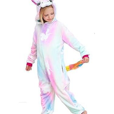 Imagem de NewPlush Pijama infantil unissex de unicórnio para Halloween, Cavalo galáctico, 8 Anos
