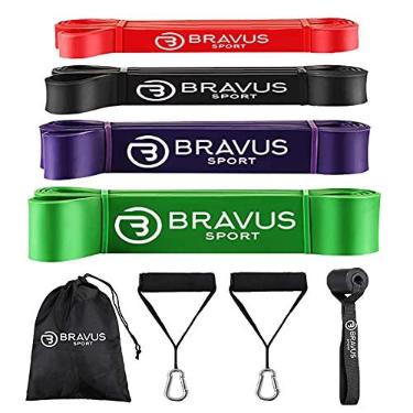 Imagem de MEGA Kit 4 Super Bands com Alças de Mão e Âncora de Porta Elástico Extensor Bravus Sport