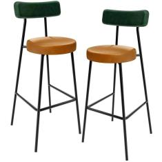 Kit 2 Banquetas Alta Cozinha Sala De Jantar Milão L02 Facto Verde mate