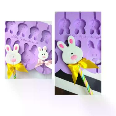 Imagem de L26 Molde de silicone pirulito coelho páscoa para decorar - confeitari