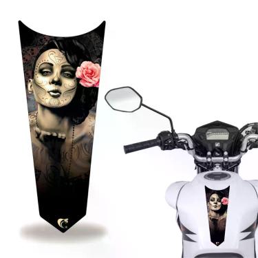 Imagem de Adesivo Faixa Gravata Tanque Moto Caveira Cinza Preto