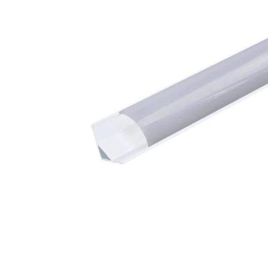 Imagem de Perfil Sobrepor Canto Para Fita Led 1 Metro Branco Difusor Leitoso - B