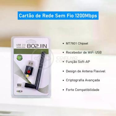 Imagem de Antena Usb 2.0 Receptor De Wifi Wireless Internet Sem Fio 1200Mbps 802.Inn Pc Notebook 28