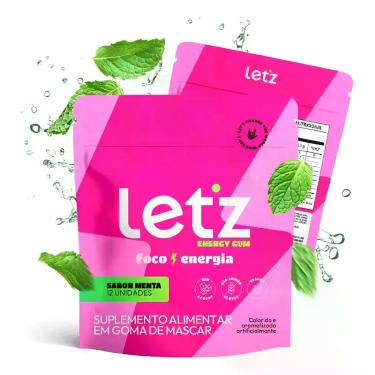 Imagem de Chiclete Energético Letz Gum Pré Treino Cafeína Taurina Menta