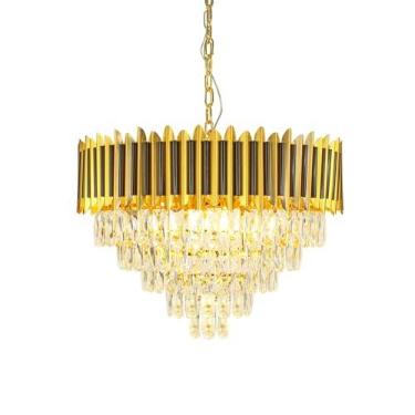 Imagem de Lustre Pendente Redondo Cristal Dourado e Preto Pd1902