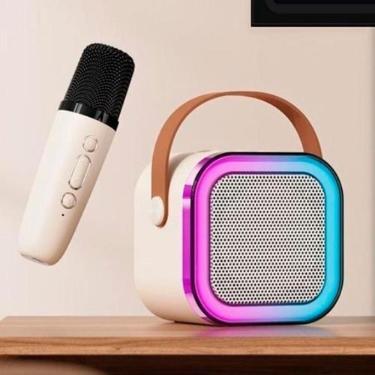 Imagem de Caixinha de Som Bluetooth LED Microfone Karaokê Portátil - COM MICROFO