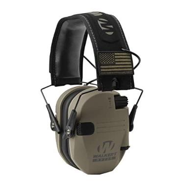 Imagem de Walker's Protetores auriculares eletrônicos GWP-RSEMPAT-FDE, preto/marrom | 23 dB NRR, compressão ativada por som, design compacto de baixo perfil, terra escura plana, bandeira americana