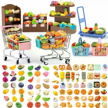 Imagem de Mini supermercado de brinquedo QSKJJI com mais de 100 peças e carrinho
