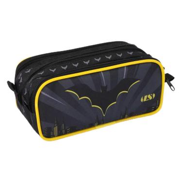 Imagem de Estojo Triplo Masculino Infantil Ls Bolsas Homem Morcego Preto E Amare