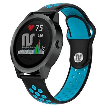 Imagem de Nandos-Store - Pulseira extra para Garmin Forerunner 245/645 Music/Vivomove/Vivomove HR and Active 3 (Preta com azul NK)