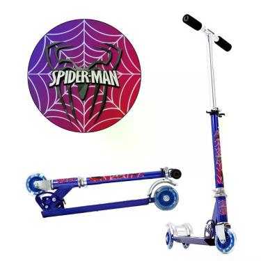 Imagem de Patinete Homem Aranha 3 Rodas Infantil Azul de Alumínio - DM Radical
