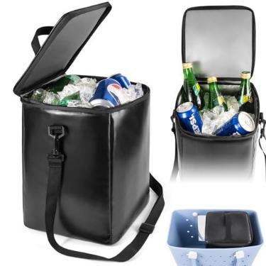 Imagem de Bolsa térmica para bolsa Bogg GG – Inserção organizadora grande com divisor de malha, suporte de copo e bolsa à prova d'água — praia, acampamento, churrasco, piquenique (preto)