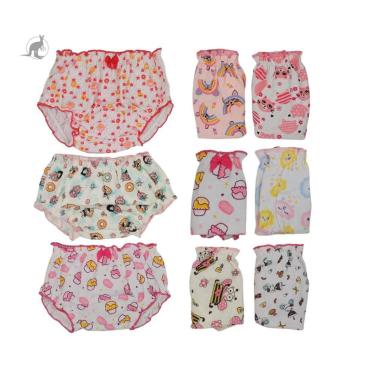 Imagem de Kit 3 Calcinhas Bebe Tapa Fralda  Algodão Graça Menina 1091, P, Branca