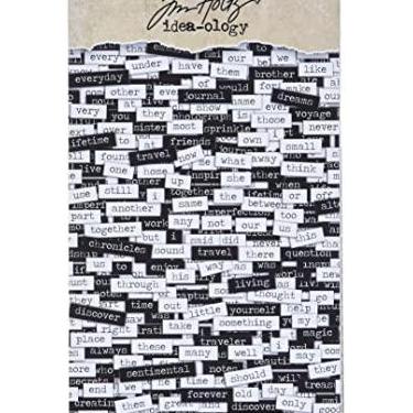 Imagem de Adesivos de palavras Chitchat por Tim Holtz Idea-ology, cartolina fosca preta e branca, 1088 adesivos, TH92998