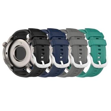 Imagem de QGHXO Pulseira para Amazfit Balance, Pulseira de substituição de silicone macio, 22 mm, Preto, Cinza, Azul, 100 + 125 mm, Aço inoxidável, Esportes