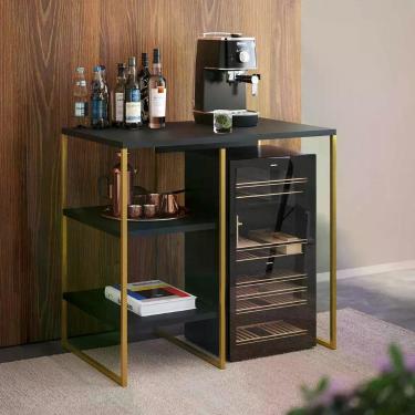 Imagem de Aparador Adega Industrial Bar Barzinho Bourbon Aço Dourado E Preto 80 Cm