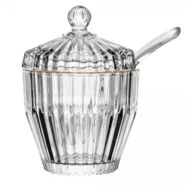 Imagem de Açucareiro de Vidro Fio de Ouro Com Colher Imperatriz Wolff C58, trans