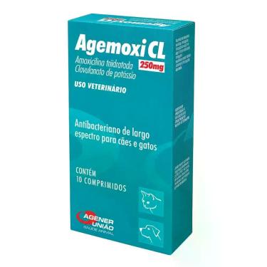 Imagem de Agemoxi CL 250mg 10 Comp Antimicrobiano Cão-Gato AgenerUnião - Agener 