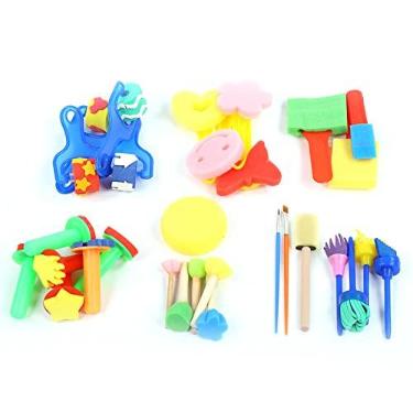 Imagem de Zerodis Conjunto de Carimbos de Esponja Infantil, 30pcs Crianças Pintando Pincéis de Espuma de Desenho de Esponja de Esponja Pintando Pincel de Esponja Artesanato Ferramentas de Desenho