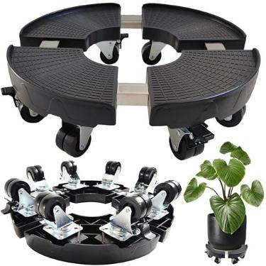 Imagem de NOAMOO Organizador de plantas de 38 a 50 cm com rodas para ambientes externos e internos, suporte grande para vasos de flores resistentes de 272 kg, rolos redondos para plantas, carrinho de vaso