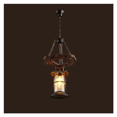 Imagem de Retro Wood E27 LED Lâmpada de teto Lustre industrial antigo Iluminação de bar Luminária pendente Luzes pendentes, Luzes pendentes modernas