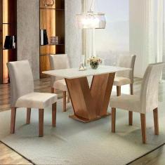 Conjunto Mesa de Jantar 4 Cadeiras Tampo MDF Espanha Yescasa Chocolate
