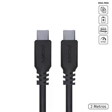 Imagem de Cabo Para Celular Usb Tipo C 2.0 Para Usb Tipo C / Type C 2 Metros Preto - Pucp-02