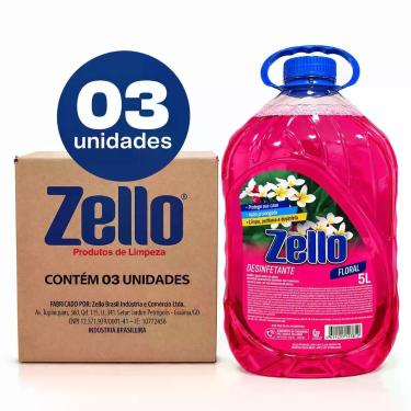 Imagem de Desinfetante Zello Floral 5L - Caixa com 3 Unidades