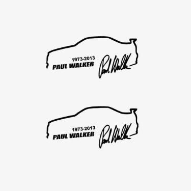 Imagem de 2 Adesivos Paul Walker Velozes E Furiosos + Autógrafo Preto - Jhow Ade