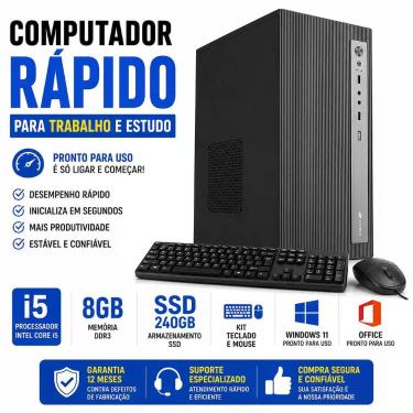Imagem de Computador CPU Intel Core i5 8GB SSD 240GB Teclado e Mouse PC Pronto p