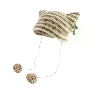 Imagem de Gorro De Lã Tricotado Com Orelhas De Diabo Y2K Para Mulheres, Estilo H