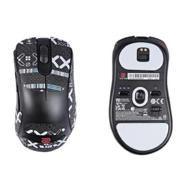 Imagem de NOUKAJU Fita adesiva para mouse com cobertura total para BenQ Zowie EC2-DW, kit de atualização de mouse profissional resistente ao suor, patins para pés de mouse (almofada de pé + fita preta para