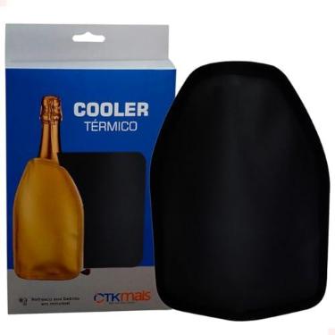 Imagem de Cooler Bolsa Térmica com Gel para Garrafa 750ml em Nylon Vinho Espumante Bebidas Cooler Sleeve CTK Mais (Preta)